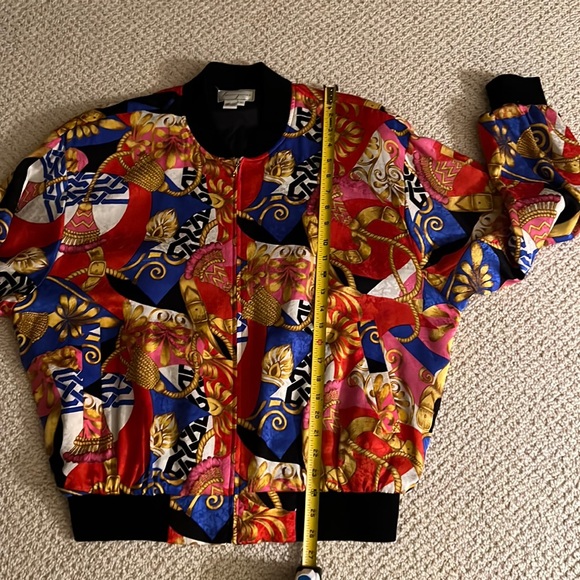Spenserjeremy 100% Silk Vintage 80s 90s Vivid Colors Large Bomber Jacket… - Picture 10 of 16